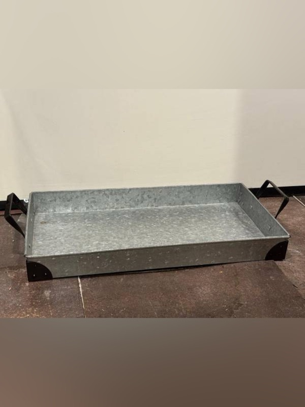 Pottery Barn Large Galvanized Steel Tray with Iron Handles
